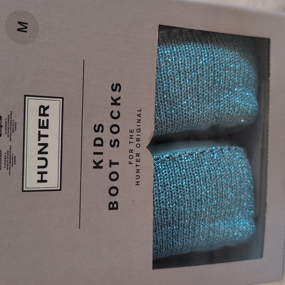 Hunter Girls Medium Kids Boot Socks Living - Light Blue Color Pale Mint Glitter